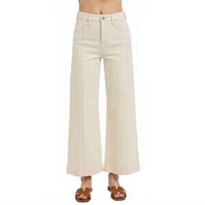 NEW RISEN rachel wide leg denim jeans in ivory